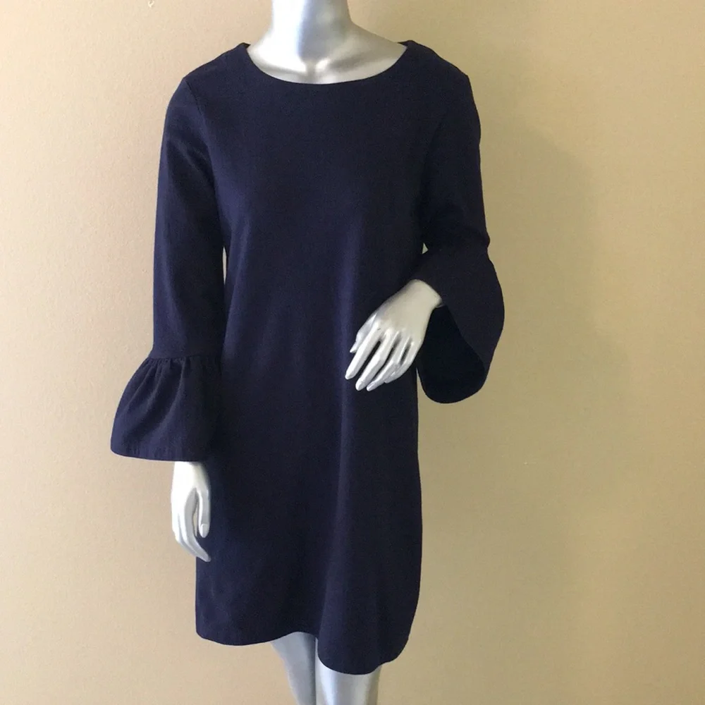 J. Crew Bell Sleeve Solid Navy Blue 💙 Dress